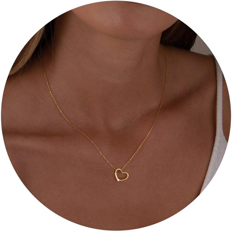 Ieftop Valentines Birthday Gifts for Women Teen Girls - Dainty 14K Gold/Silver Plated Cute Heart Handmade Disc Circle Bee Choker Adjustable Necklace for Women Teenage Girl Trendy Jewelry - Image 1